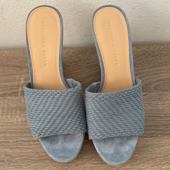 Veronica Beard Dali Woven Platform Wedge Sandal In Jeans, Size 8 - Picture 3 of 7